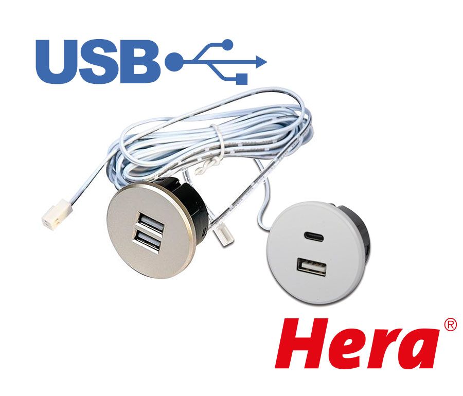 Herth + Buss USB-Steckdose Ø 27,8 mm mit USB-Ladebuchse 5 V/5 A
