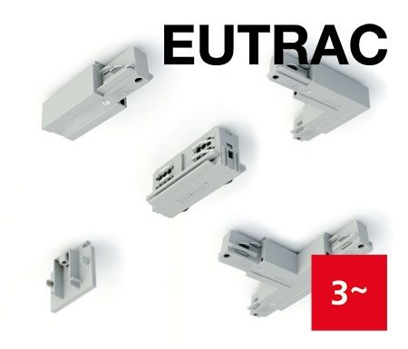Systemzubehör für Eutrac 3-Phasen Stromschiene zur Aufbaumontage